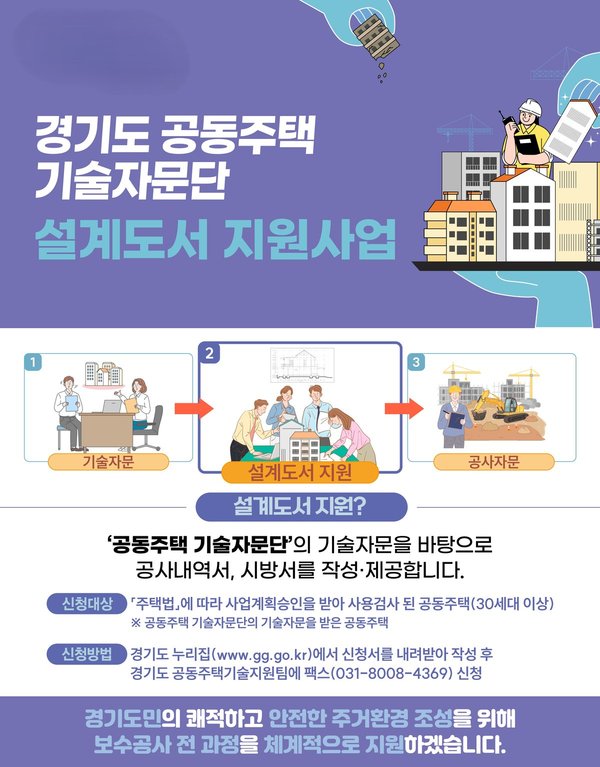 아파트 보수공사 과정에서 발생하는 과다 견적과 부실시공 문제를 줄이기 위해 경기도가 설계도서 무상 지원에 나선다. (사진제공=경기도)
